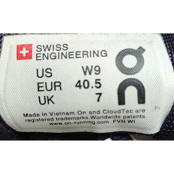 On Women’s Cloudflow Purple Mesh Lace Up Running Shoes Size 9 - Picture 7 of 8